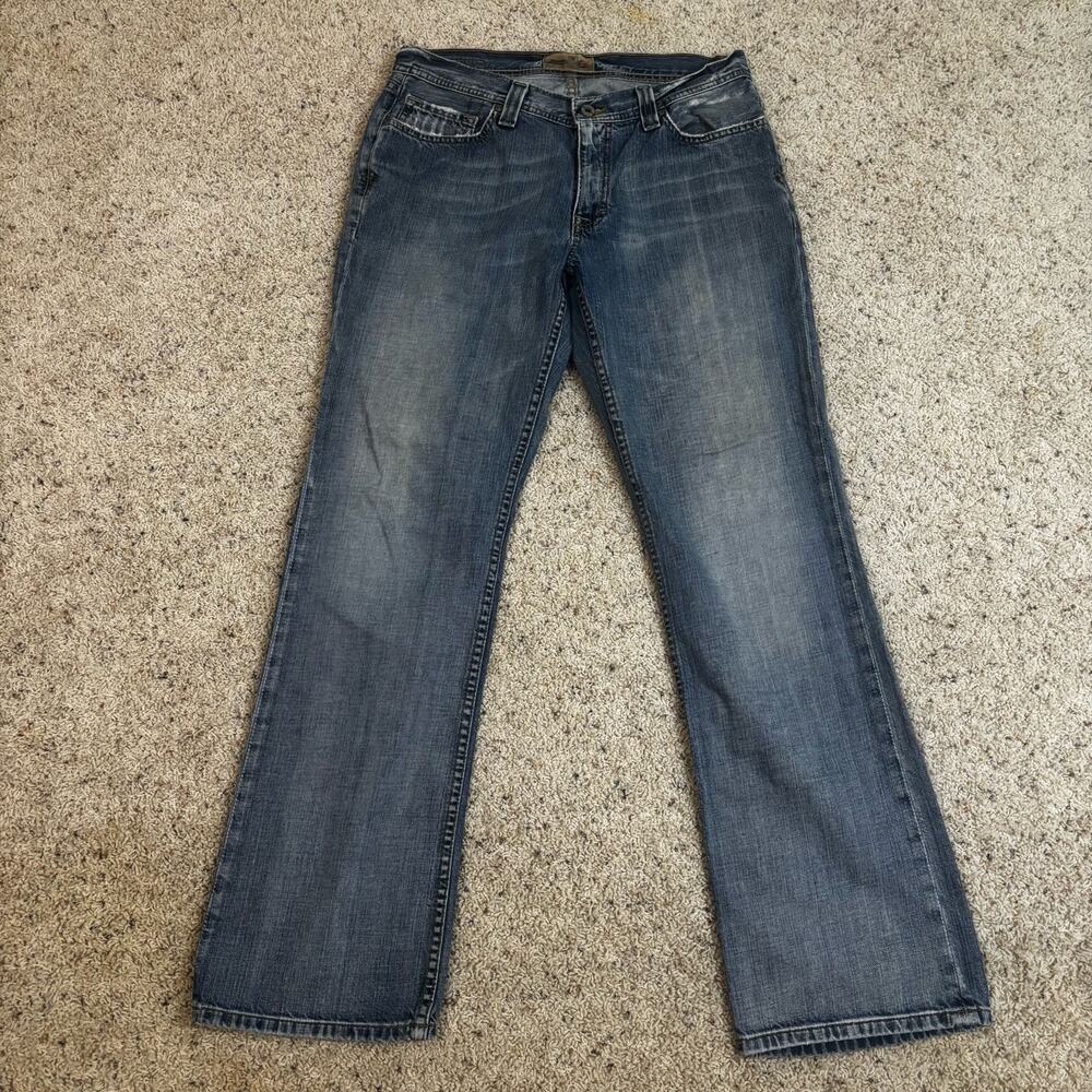 BKE Men’s 34 Regular Bootcut Jeans Medium Wash Distressed Faded Denim